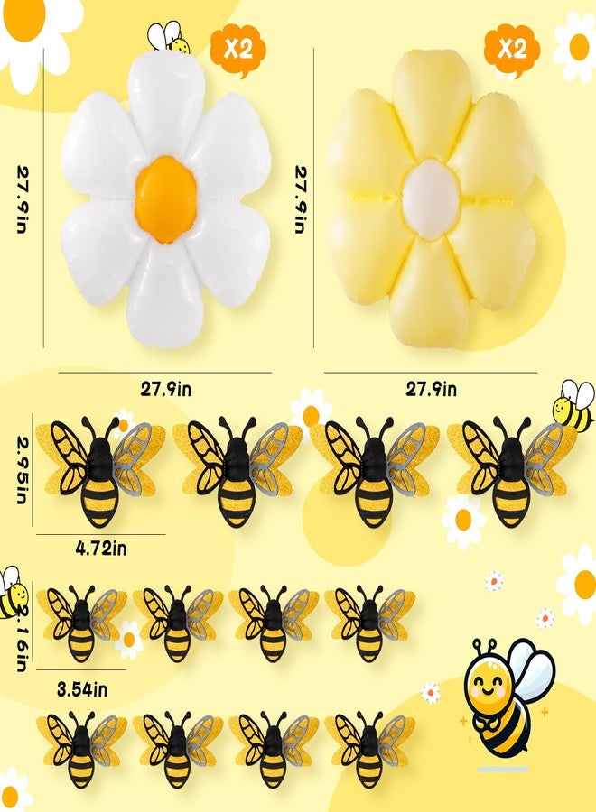 VinTS 140 Pcs Bee Balloons Garland Kit,Yellow Black White Balloons with Bee Stickers Gold Confetti Daisy Foil Balloons for Honey Bee Birthday Baby Shower Spring Theme Party Decoration - Image 3